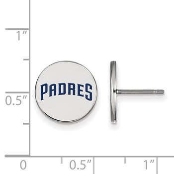 Sterling Silver Rhodium Plated Major League Baseball LogoArt San Diego Padres Enamel Earrings — alternate view
