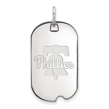 Sterling Silver Rhodium Plated Major League Baseball LogoArt Philadelphia Phillies Dog Tag Pendant
