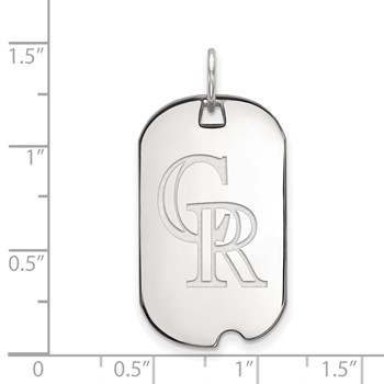 Sterling Silver Rhodium Plated Major League Baseball LogoArt Colorado Rockies Dog Tag Pendant — alternate view