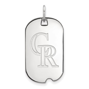 Sterling Silver Rhodium Plated Major League Baseball LogoArt Colorado Rockies Dog Tag Pendant