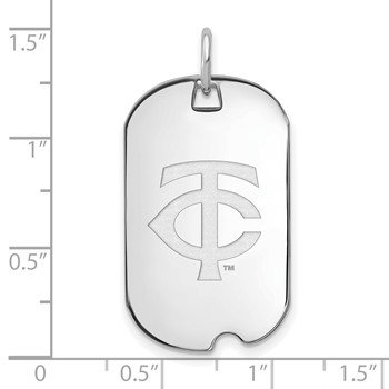 Sterling Silver Rhodium Plated Major League Baseball LogoArt Minnesota Twins Dog Tag Pendant — alternate view