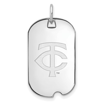 Sterling Silver Rhodium Plated Major League Baseball LogoArt Minnesota Twins Dog Tag Pendant
