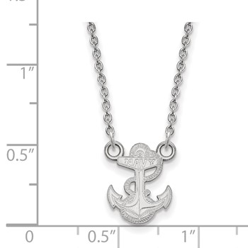 14k White Gold LogoArt US Naval Academy Anchor Small Pendant 18 inch Necklace — alternate view