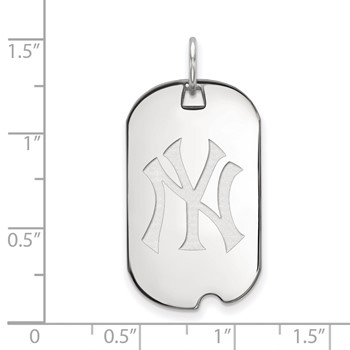 10k White Gold Major League Baseball LogoArt New York Yankees N-Y Small Dog Tag Pendant — alternate view
