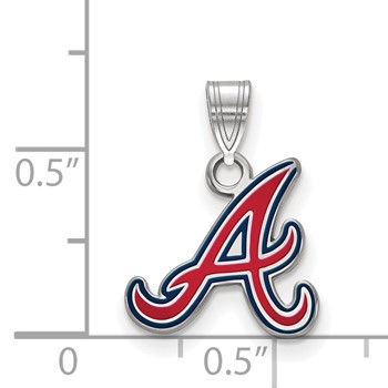 Sterling Silver Rhodium Plated Major League Baseball LogoArt Atlanta Braves Enameled Pendant — alternate view