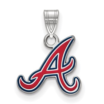 Sterling Silver Rhodium Plated Major League Baseball LogoArt Atlanta Braves Enameled Pendant