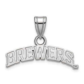 14k White Gold Major League Baseball LogoArt Milwaukee Brewers Script Small Pendant