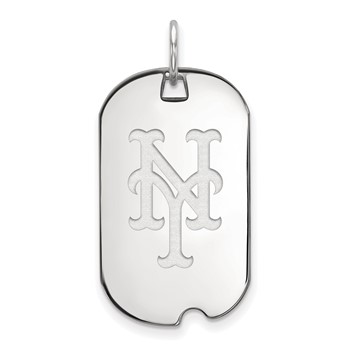 Sterling Silver Rhodium Plated Major League Baseball LogoArt New York Mets N-Y Dog Tag