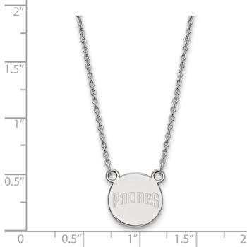 Sterling Silver Rhodium Plated Major League Baseball LogoArt San Diego Padres Pendant Necklace — alternate view