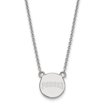 Sterling Silver Rhodium Plated Major League Baseball LogoArt San Diego Padres Pendant Necklace