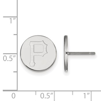Sterling Silver Rhodium Plated Major League Baseball LogoArt Pittsburgh Pirates Post Earrings — alternate view