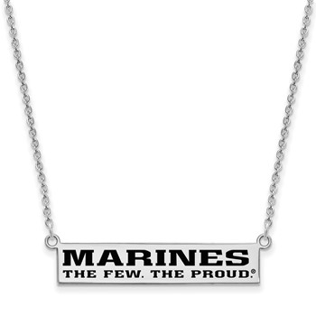 Sterling Silver Rh-Plat U.S. Marine Corps Epoxied The Few. The Proud. Bar N