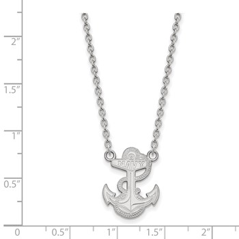 Sterling Silver Rhodium-plated LogoArt US Naval Academy Anchor Large Pendant 18 inch Necklace — alternate view