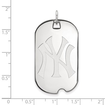 Sterling Silver Rhodium Plated Major League Baseball LogoArt New York Yankees Dog Tag Pendant — alternate view
