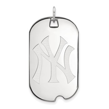 Sterling Silver Rhodium Plated Major League Baseball LogoArt New York Yankees Dog Tag Pendant