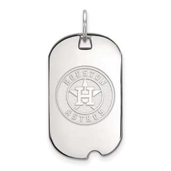 Sterling Silver Rhodium Plated Major League Baseball LogoArt Houston Astros Small Dog Tag