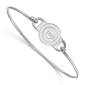 Sterling Silver Rhodium Plated Major League Baseball LogoArt Chicago Cubs Wire Bangle