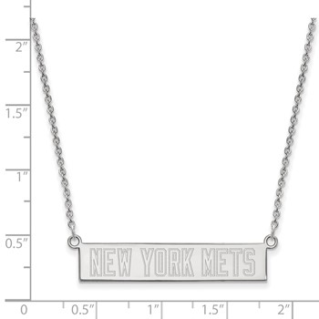 Sterling Silver Rhodium Plated Major League Baseball LogoArt New York Mets Bar Necklace — alternate view