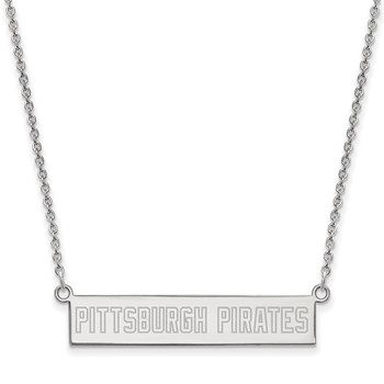 Sterling Silver Rhodium Plated Major League Baseball LogoArt Pittsburgh Pirates Bar Necklace