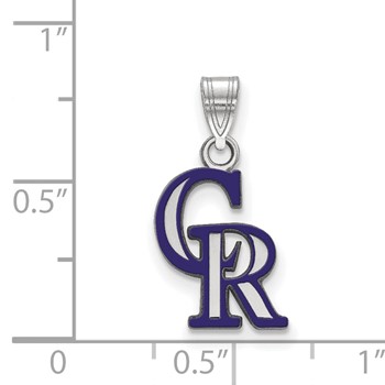 Sterling Silver Rhodium Plated Major League Baseball LogoArt Colorado Rockies Enamel Pendant — alternate view