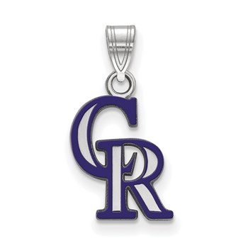 Sterling Silver Rhodium Plated Major League Baseball LogoArt Colorado Rockies Enamel Pendant