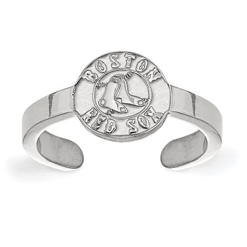 Sterling Silver Rhodium-plated MLB LogoArt Boston Red Sox Toe Ring