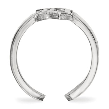 Sterling Silver Rhodium-plated MLB LogoArt Detroit Tigers Letter D Toe Ring — alternate view