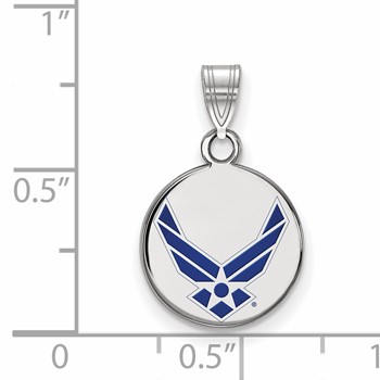 Sterling Silver Rhodium-plated LogoArt U.S. Air Force Small Enameled Disc Pendant — alternate view