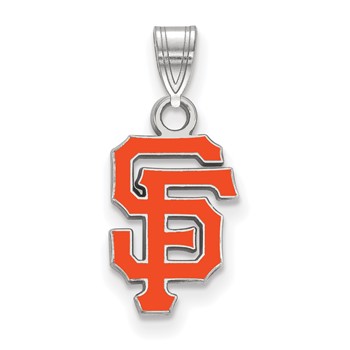 Sterling Silver Rhodium Plated Major League Baseball LogoArt San Francisco Giants Enamel Pendant