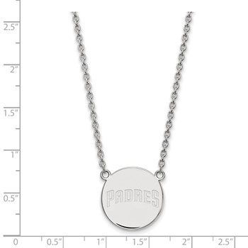 Sterling Silver Rhodium Plated Major League Baseball LogoArt San Diego Padres Pendant Necklace — alternate view