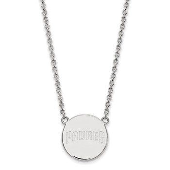 Sterling Silver Rhodium Plated Major League Baseball LogoArt San Diego Padres Pendant Necklace