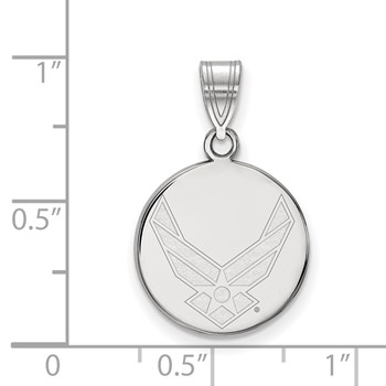 Sterling Silver Rhodium-plated LogoArt U.S. Air Force Medium Disc Pendant — alternate view