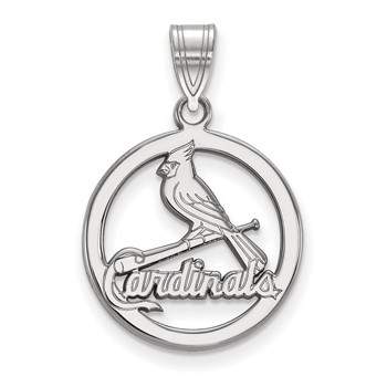 SS/Rh-p Major League Baseball LogoArt St. Louis Cardinals Circle Pendant
