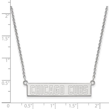 Sterling Silver Rhodium Plated Major League Baseball LogoArt Chicago Cubs Small Bar Necklace — alternate view