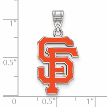 Sterling Silver Rhodium Plated Major League Baseball LogoArt San Francisco Giants Enamel Pendant — alternate view