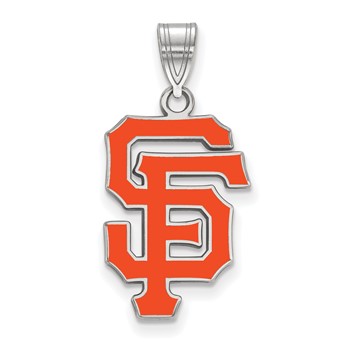 Sterling Silver Rhodium Plated Major League Baseball LogoArt San Francisco Giants Enamel Pendant