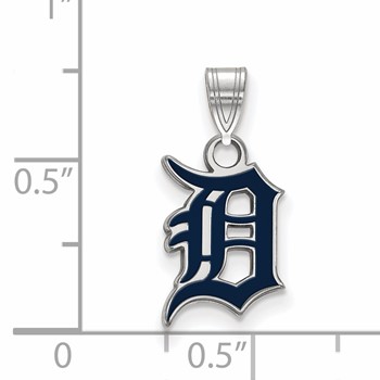 Sterling Silver Rhodium Plated Major League Baseball LogoArt Detroit Tigers Enamel Pendant — alternate view