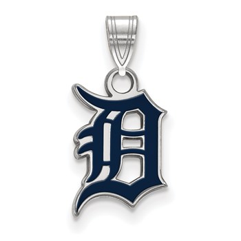 Sterling Silver Rhodium Plated Major League Baseball LogoArt Detroit Tigers Enamel Pendant