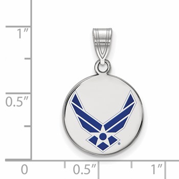 Sterling Silver Rhodium-plated LogoArt U.S. Air Force Medium Enameled Disc Pendant — alternate view