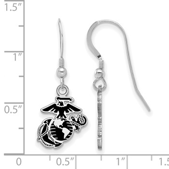 Sterling Silver Rh-Plat U.S. Marine Corps Epoxied Dangle Earrings — alternate view