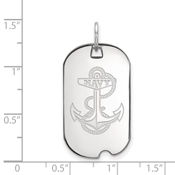 Sterling Silver Rhodium-plated LogoArt US Naval Academy Anchor Small Dog Tag Pendant — alternate view