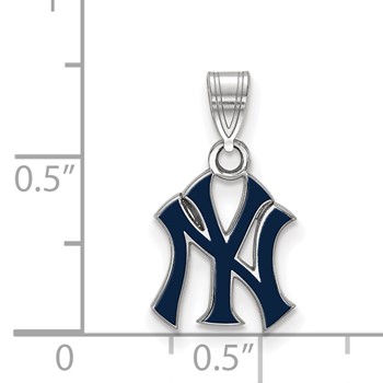Sterling Silver Rhodium Plated Major League Baseball LogoArt New York Yankees N-Y Enamel Pendant — alternate view