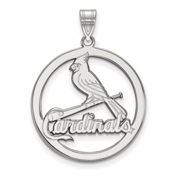 SS/Rh-p Major League Baseball LogoArt St. Louis Cardinals Circle Pendant