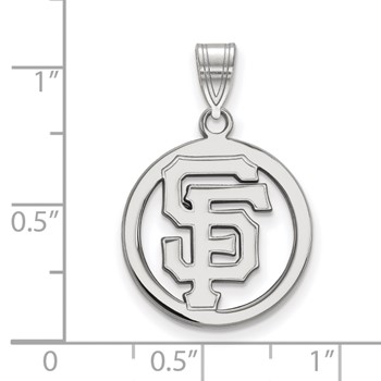 Sterling Silver Rhodium Plated Major League Baseball LogoArt San Francisco Giants Medium Pendant — alternate view