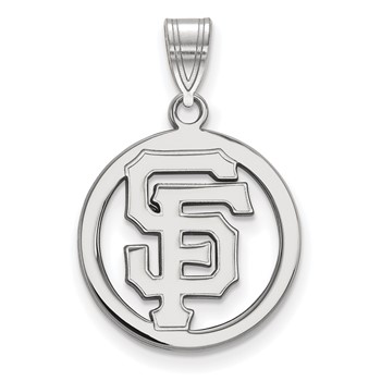 Sterling Silver Rhodium Plated Major League Baseball LogoArt San Francisco Giants Medium Pendant
