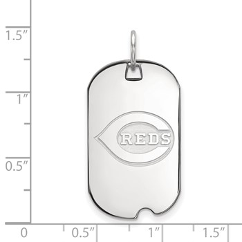 Sterling Silver Rhodium Plated Major League Baseball LogoArt Cincinnati Reds Small Dog Tag — alternate view