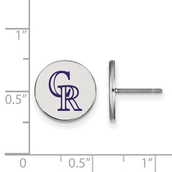 Sterling Silver Rhodium Plated Major League Baseball LogoArt Colorado Rockies Enamel Earrings — alternate view