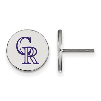Sterling Silver Rhodium Plated Major League Baseball LogoArt Colorado Rockies Enamel Earrings