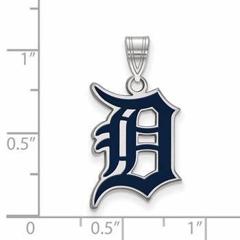 Sterling Silver Rhodium Plated Major League Baseball LogoArt Detroit Tigers Enamel Pendant — alternate view