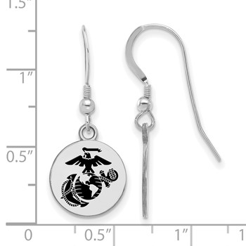 Sterling Silver Rh-Plat U.S. Marine Corps Epoxied Disc Dangle Earrings — alternate view